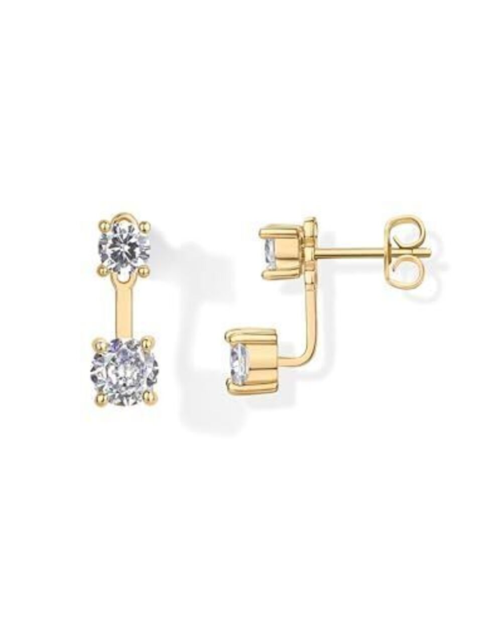 4597 18K Yellow Gold Plated 925 Sterling Silver Posts Cubic Zirconia Ear